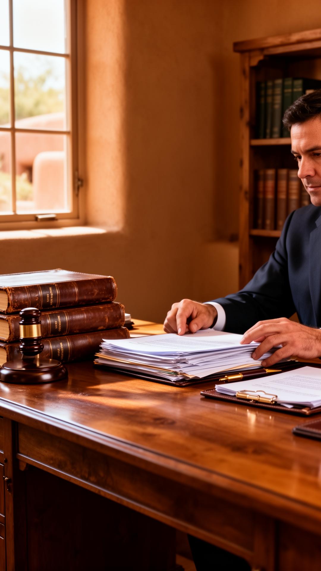 Attorney reviewing case files